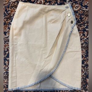 California concepts Cream Wrap Skirt with Blue Trim